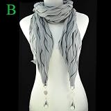 Wave elegant 2 pendants scarf 3 colors lady shawl water-drop charms, NL-1465 (B)