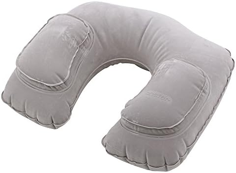 Onster Unshaped Inflatable Pillow Velvet Air Flight Travel Pillow, Car Pillow, Head Pillow, Neck Pillow, Plane Pillow, Compact Cushion for Head Neck Rest in Car, in Plane or At Home (Light Grey)