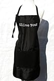 Black "Olive You" Embroidered Apron by 