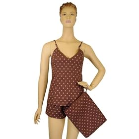 Buy Pink Mauve Polka Dot French Elegant Design Baby Doll Pajamas Shorts and Camisole set with... by PD