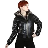 United Face Womens Reversible Fur Hooded Leather Bomber Jacket