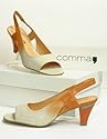 Extravaganter Comma Leder Sing Pumps apricot / beige