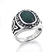 Mens Celtic Sterling Silver Trinity Knot and Green Agate Inlay Band Ring Size 10(Sizes 10,11,12,13,14,15)