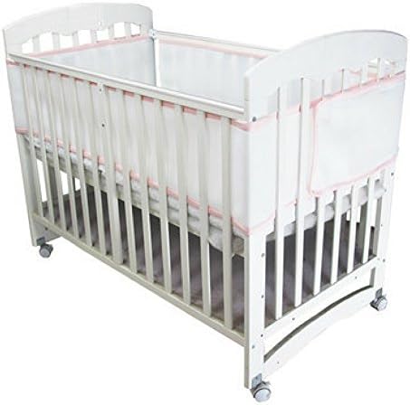 Breathable 3D Mesh Crib Liner Bumper - Easily Adjustable to Fit Almost Any Size or Configuration of Crib (Pink)