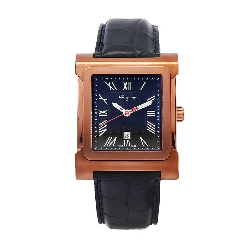 Salvatore Ferragamo Men's F58LBQ6504S004 Palagio Blue Alligator Black Dial Watch