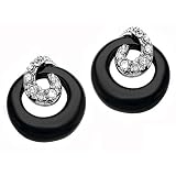 0.20 cttw 14k gold plated 925 Sterling Silver Onyx Earrings