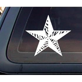 Nautical STAR Zebra Print Car Decal / Sticker
