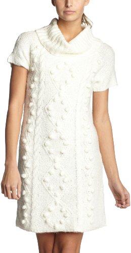 Kensie Women's Huggable Knit Sweater Dress,Pearl,Large