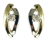 9ct 2 Colour Gold Ladies Diamond Set Stud Earrings