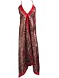 Red Paisley Print Silk Fee Halter Handkerchief Dress