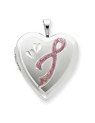 Sterling Silver 20mm Enameled Awarness Design Heart Locket w/ 18in Chain