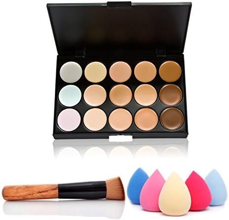 Fashion Women Professional 15 Color Makeup Cosmetic Contour Concealer Palette Make Up+Sponge+Concealer Brush