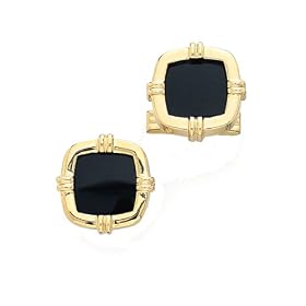 14K Solid Gold and Onyx Cufflinks by 