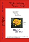 Produkt-Bild: pripa 100 Blatt Fotopapier DIN A4 , 230g/qm , high -glossy (hoch-glaenzend) -sofort trocken -wasserfest-hochwei&szlig;-sehr hohe Farbbrillianz, fuer InkJet Drucker (Tintenstrahldrucker).