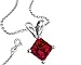 Fantom Jewelry Red Simulated Ruby Cubic Zirconia Necklace Pendant with 18 Inch Rolo Chain in 925 Sterling Silver