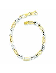 Genuine 14K Yellow Gold Two-Tone Fancy Link Bracelet 7.5 Inches 4 Grams Of Gold 100% Satisfaction Guaranteed.