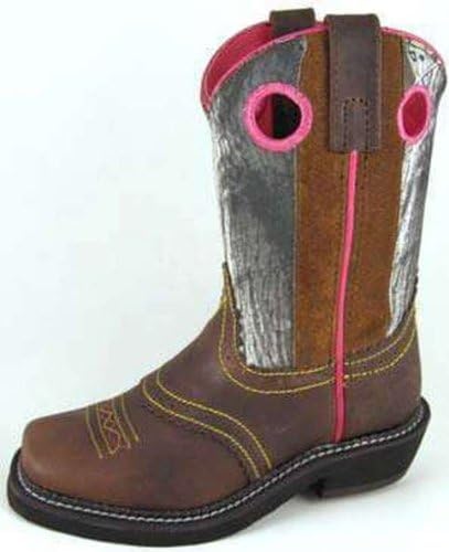 Smoky Mountain 3350 Kid's Pawnee Square Toe Boot in Brown Oil Distress/Camo
