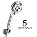 Luxury Handheld Shower Heads - Rain Shower Head By Smartier - High Pressure & Premium Comfort - Premium Chrome - Best Rain Spray Shower Head - 5 Foot Hose, Holder Included - Ultra Flexible - 5 Setting