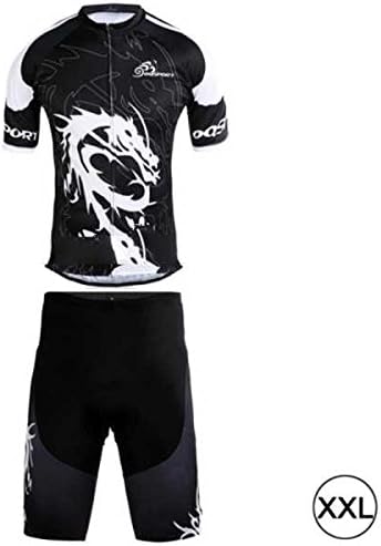 DS-Dragon Pattern Cycling Short Sleeves Jersey + Shorts Set for Men (Size: XXL) ~.