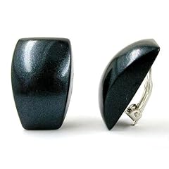 Schmuck Ohrclip, Trapez, schwarz-metallic