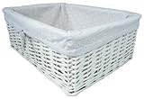 White + White Wicker Basket in Small Size