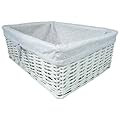 White + White Wicker Basket in Small Size