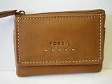 Fossil Womens Leather Coin Purse - Pop Stitch Key Coin Purse (Color: Saddle)