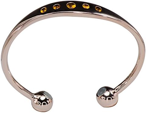 Beautiful Copper Bracelet - HERMES Women's Copper Magnetic Healing Ball Bangle - Carefully Handcrafted 7" Copper Bracelet with 2 Powerful Magnets for Wrist Pain - 5 Gorgeous Hand Selected Natural Citrine Gemstones - Environmentally Sustainable Gift for Family/Friends - 100% Money Back if you don't LOVE IT!