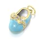 Bling Jewelry Gold Vermeil Mini Blue Enamel CZ Bow Petite Baby Shoe Charm Pendant