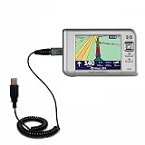 Coiled Power Hot Sync and Charge USB Data Cable w/ Tip Exchange for the HP iPAQ rx5910 - Gomadic Brand