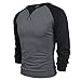 Coofandy Mens Long Sleeve T-shirt Casual Tee Cotton Raglan shirts Dark Gray Large