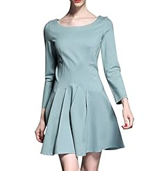 A-line Cotton/Nylon/Spandex Long Sleeves Skater Dress 