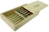 Laguiole Stainless steel bolster handled Olive Wood knives in Wood Pencil Box~Authentic Laguiole