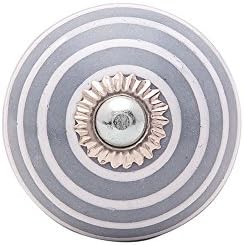 KNOBS CART's White Casual Gold Border Design Ceramic Door Knob(4x2.25x2.25) White Colored Knob