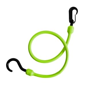 The Perfect Bungee 24-Inch Fixed End Bungee Cord with Nylon Hook and Clip, Safety Green