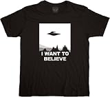 : The X Files Classic Movie TV Show Series - I Want To Believe - Adult Black Tee T-shirt