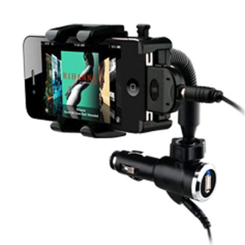 Flex Vehicle Charger and Car Mount with Additional USB Port For Apple iPhone 4S 4-S