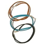Leather Cord 01 Set of 3 Turquoise Forest Green Brown 4mm Flat Suede Necklace Lobster Claw Chain for Pendants