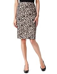 Cotton Rich Leopard Print Pencil Skirt