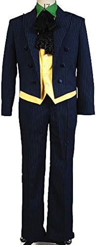 Batman Arkham Asylum Joker Cosplay Costume New Silver Stripes Men M