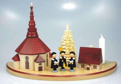 Candlestick with Seiffen church 3 Carolers figures house nature 200/77 N