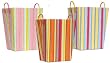 Bright Cotton Fabric Covered Striped Laundry Baskets with Leatherette Handles 16"x12"x20" Set of 3