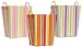 Bright Cotton Fabric Covered Striped Laundry Baskets with Leatherette Handles 16"x12"x20" Set of 3