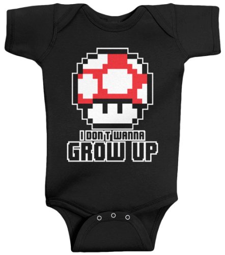 Threadrock Unisex Baby I Don’t Wanna Grow Up Bodysuit 6M Black