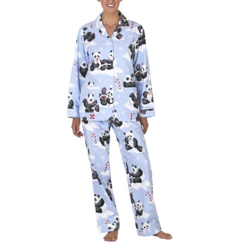 Nick & Nora Flannel Coat PJ -Peppermint Pandas
