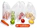 Reusable Produce Bags by FreshMarket, Total of 7 Premium Washable, Lightweight Polyester 12 x 14 Inch Mesh Bags for Grocery, Storage, Travel, Shopping, Etc. 6 + 1 Free with Color-Coded Tags Each.