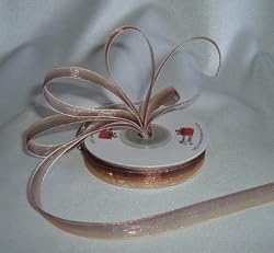 Organza Rainbow Ribbon -3/8"- Brown/Gold - 25 Yards (75 Ft)
