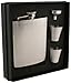 Visol "Domino" Stainless Steel Deluxe Flask Gift Set, 8-Ounce, Silver