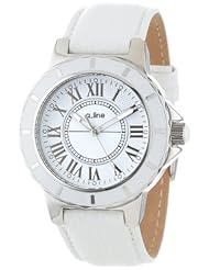 a_line Womens AL-20010-SSET Marina White Dial White Leather Watch