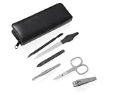 6 piece Stainless steel Manicure set for Men in a Black Leather case. [ Germany Solingen ]
